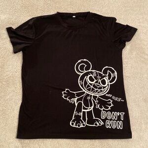 🖤 Men’s Horror Teddy Bear “Don’t Run” T-Shirt – Black, Size Small